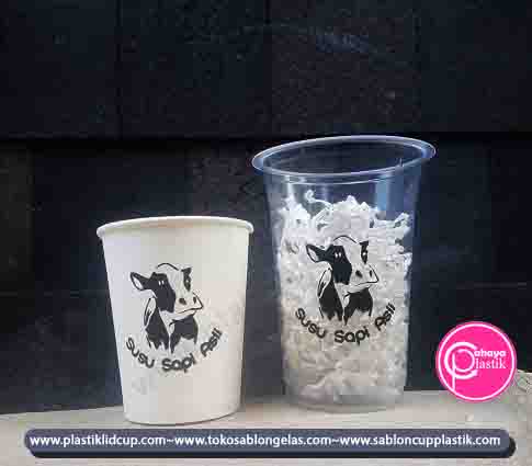 sablon gelas plastik dan papercup hot