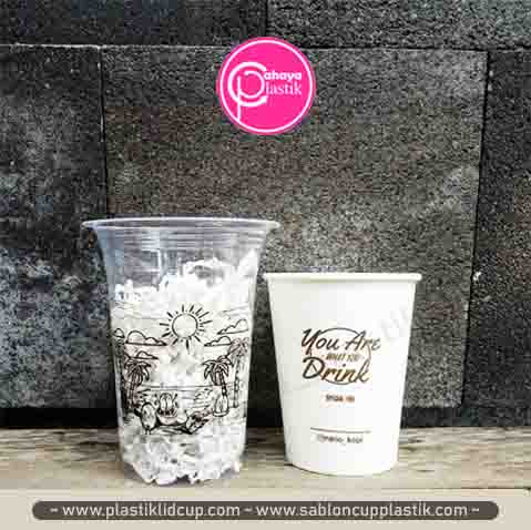 sablon gelas plastik dan papercup hot