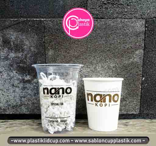 sablon gelas plastik dan papercup hot