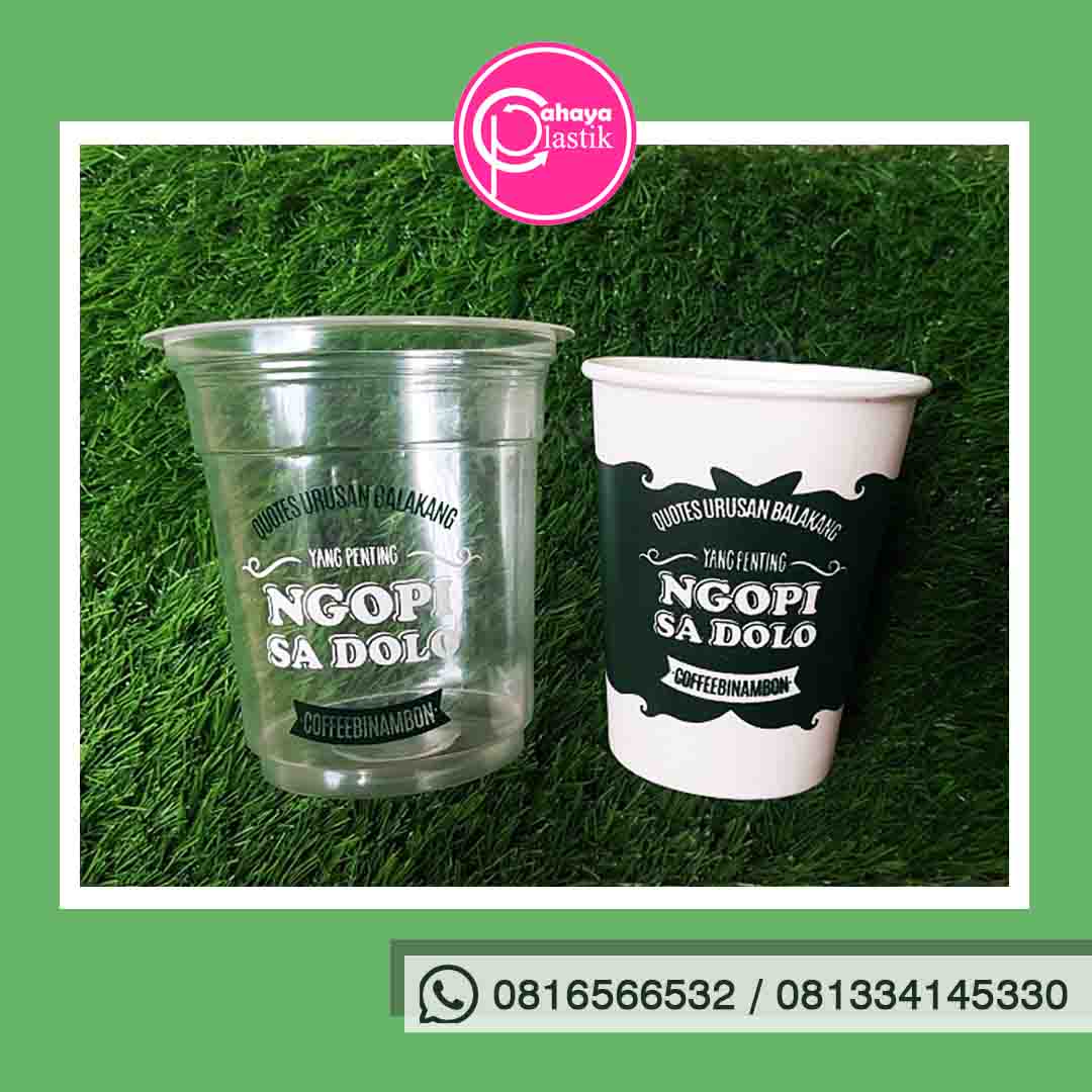 sablon gelas plastik dan papercup hot