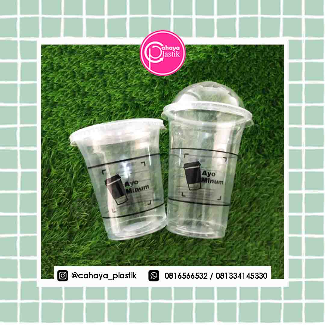 sablon gelas plastik malang sablon gelas ukuran 16 oz dan 12 oz