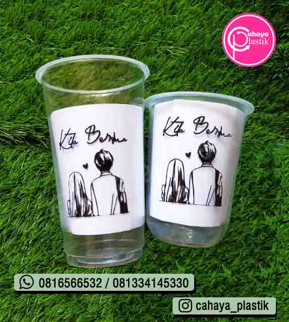 sablon gelas plastik oval